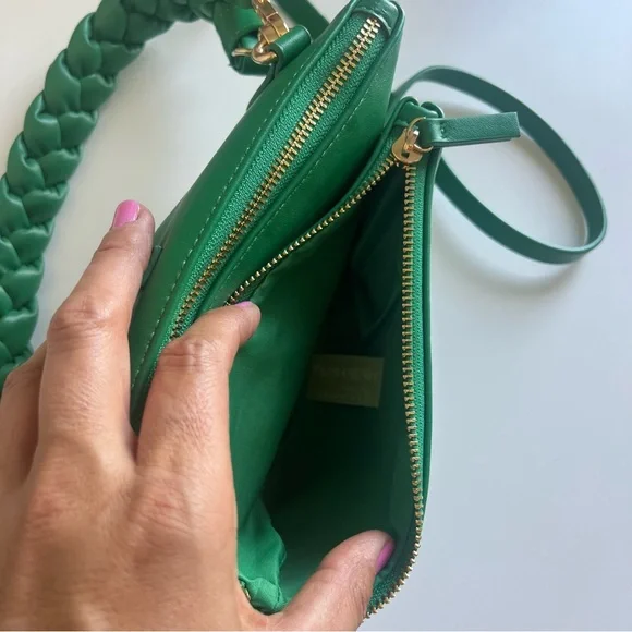 Anthropologie Faux Leather Convertible Crossbody Bag  Emerald Green NWT - Picture 11 of 13